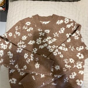 Z Supply Floral Knit Brown Sweater